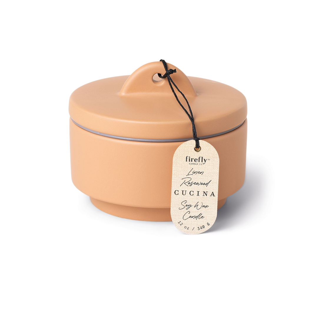 Cucina Ceramic Canister Candle - Clay - Linen Rosewood - 12 oz