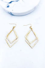 Load image into Gallery viewer, Double Diamond Drop Earrings - Gold