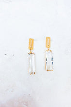 Load image into Gallery viewer, Rectangle Glass Drop Earrings - Clear