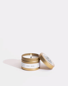Gold Travel Candle - Fern + Moss