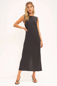 Gigi Vintage Wash Seamed Dress - Black