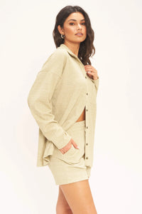 Lonnie Button Front Rib Longsleeve - Martini Olive
