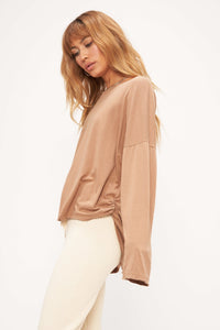 Stay Cool Ruched Side Longsleeve - Toasted Sugar