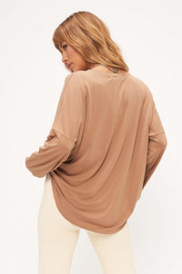 Stay Cool Ruched Side Longsleeve - Toasted Sugar