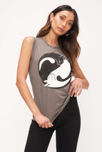 Load image into Gallery viewer, Yin Yang Cats Distressed Tank - Graphite